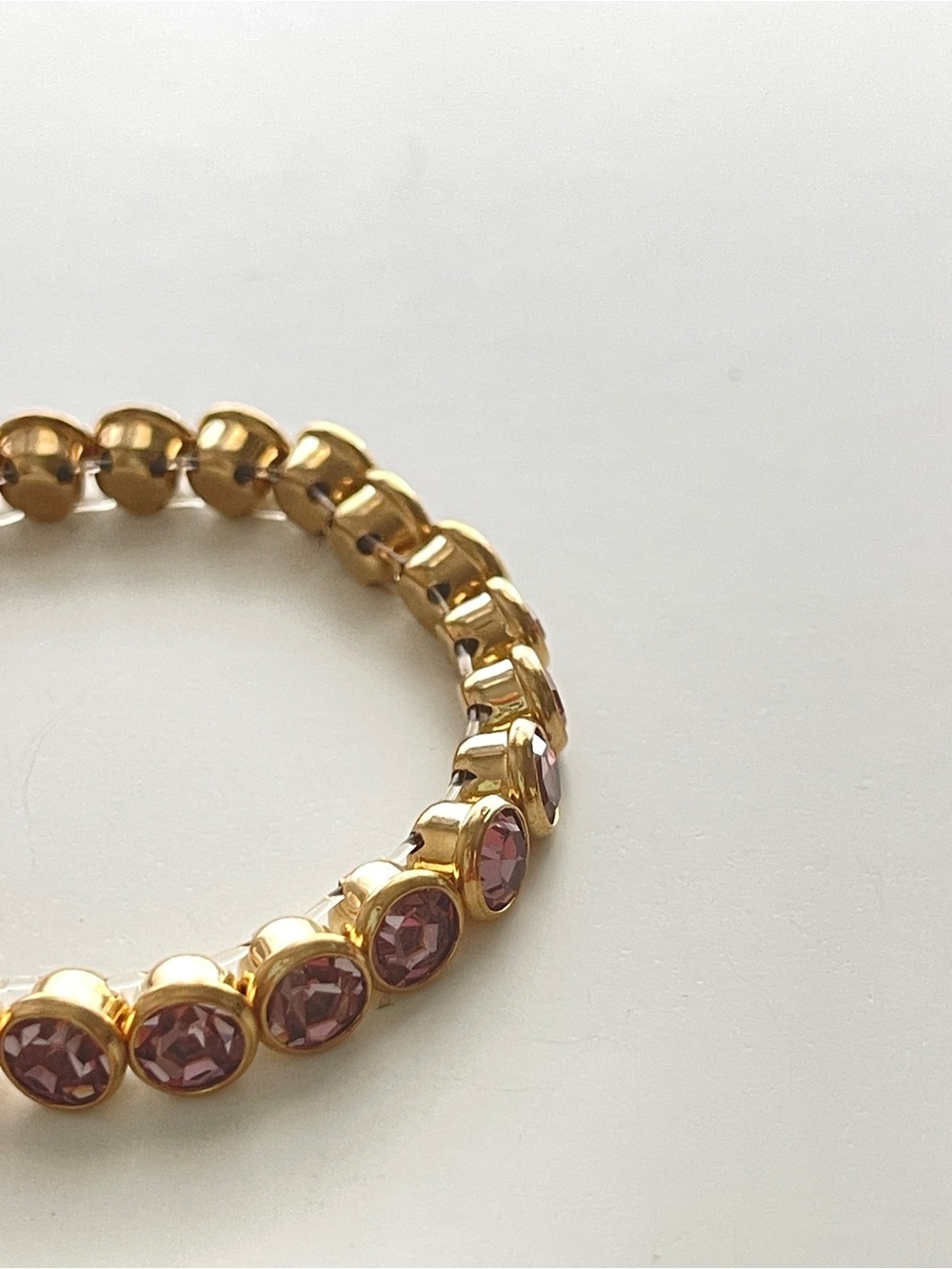 New Anthropologie Stretch Pink Crystal Bracelet - Picture 3 of 4